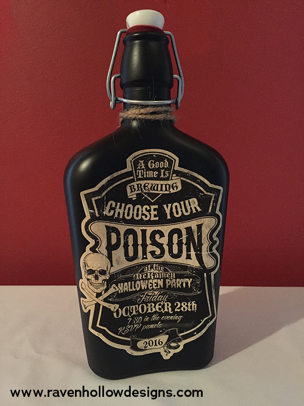 2016 Halloween Invitation - front of bottle and label