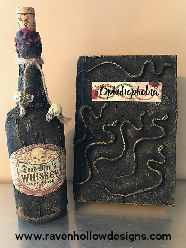 Finished texturized book and bottle